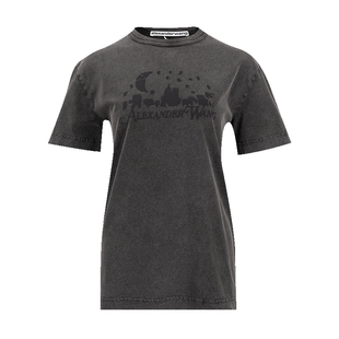 alexander wang亚历山大王女士做旧图案落肩短袖T恤女新款XY推选