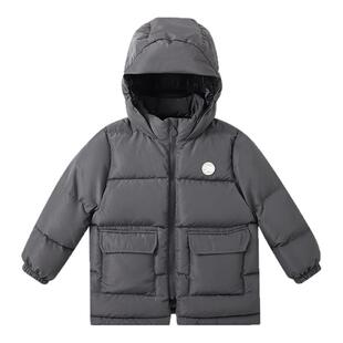 丽婴房三防儿童加厚面包羽绒服鸭绒中长款秋冬男女童纯色保暖外套