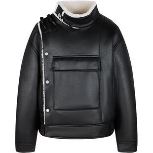 速写男装秋冬新款休闲宽松仿皮草夹克短款皮毛一体外套时尚潮流暖