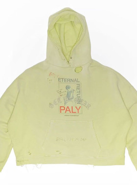 PalyHollywood做旧破坏连帽卫衣