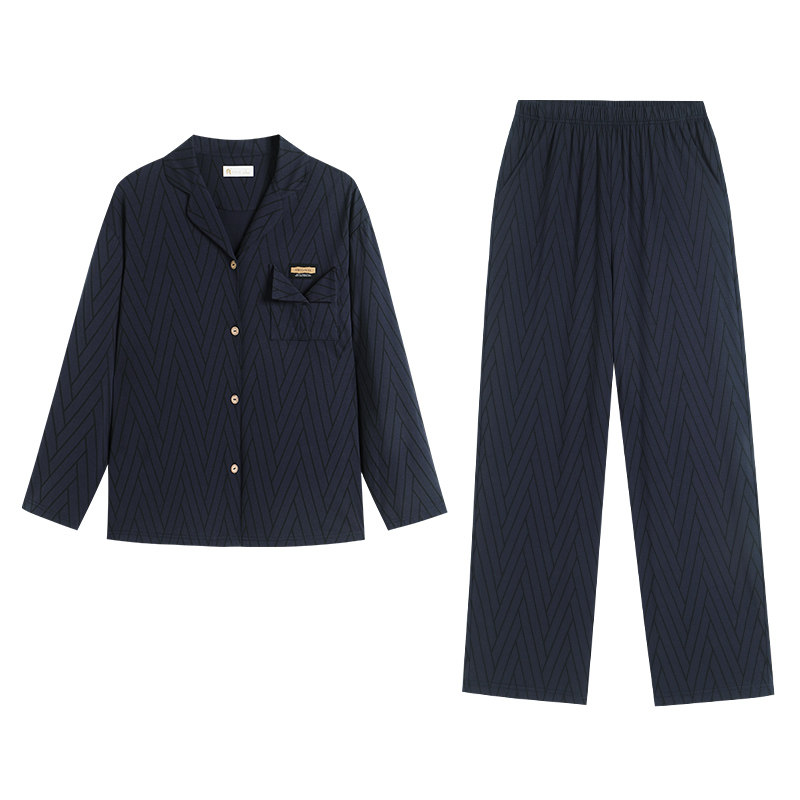 春秋季柔软棉开衫情侣家居服套装