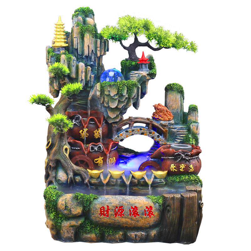 假山财源滚滚流水喷泉客厅落地风水轮招财开业礼品摆件礼物生财