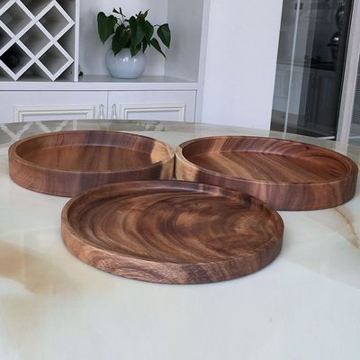 榛宝木品特厚实大西式圆盘木创意木托盘优惠木批发量盘子现货