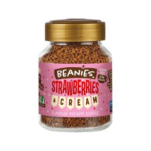 英国Beanies咖啡草莓奶油味冻干咖啡粉拿铁提神零糖卡纯黑咖速溶