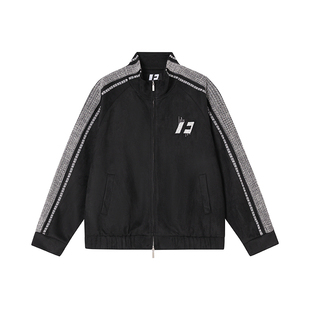 FORNINES拼接刺绣麂皮绒立领夹克男女情侣运动服潮牌春秋美式外套