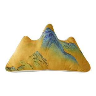 千里江山山形客厅沙发抱枕靠山枕家居装饰民宿榻榻米飘窗异形靠垫