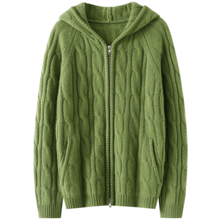 自留啊~这才是想要的!加厚100%纯山羊绒拉链开衫纯羊绒连帽毛衣