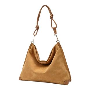 红谷包包2025新款麂皮单肩腋下包百搭高级感斜挎hobo包真皮女士包