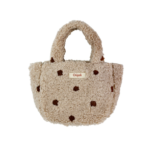 吾尤粒原创秋冬女新款25泰迪毛绒毛毛包棕色波点包可爱温暖手提包