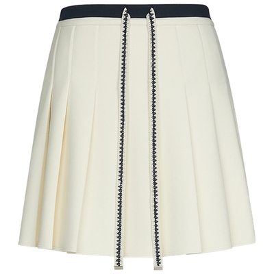 宝姿PORTSPURE女装2026早春新品撞色腰头抽绳百褶A字短裙