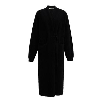 【商场同款】AUM噢姆冬季牦牛绒针织新中式黑色中长款开衫外套女