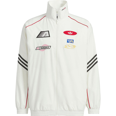 Adidas/阿迪达斯正品三叶草女士休闲宽松赛车立领运动外套KG6677