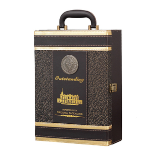 通用双支装红酒皮盒手提红酒礼盒空盒 2瓶葡萄酒包装盒子厂家定制