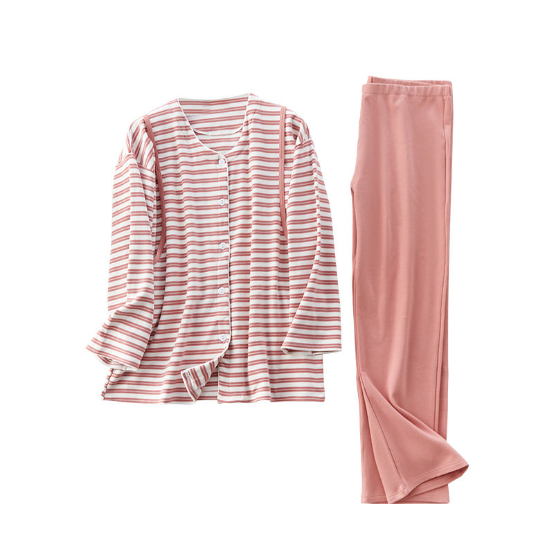 月子服春秋款产后纯棉10月孕妇睡衣秋冬季产妇喂奶哺乳套装家居服