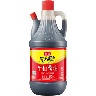海天生抽酱油800ml酿造炒菜蘸酱调味品家用商用老抽黄豆厨房优选