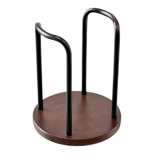 中古风一次性杯子取杯器桌面杯子收纳置物架胡桃木家用防尘纸杯架