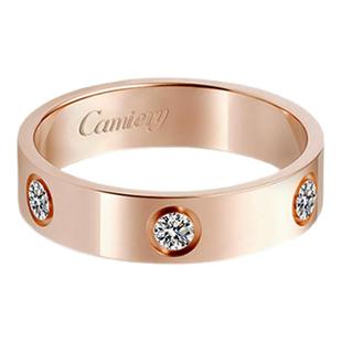 CAMIERY戒指男女同款玫瑰金LOVE系列六钻戒指 婚戒对戒送女友