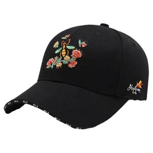 【品质保证】出游鸭舌帽小蜜蜂刺绣遮阳休闲圆顶女人百搭棒球帽子