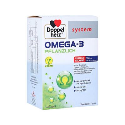 欧洲直邮德国双心Doppelherz药店版植物Omega3胶囊DHA藻类120粒