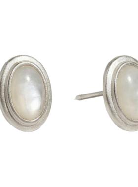 LOPHNE纯银椭圆贝母耳钉