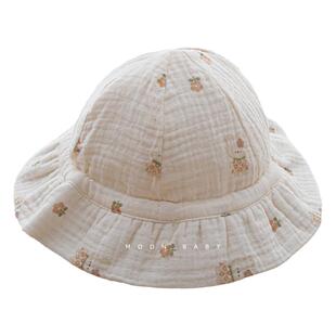 娃丽比婴儿帽子新生儿太阳防晒春秋公主帽男女宝宝遮阳帽夏季薄款