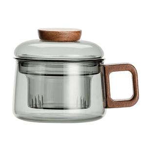 茶水分离茶杯家用玻璃带盖泡茶杯高颜值办公室花茶杯耐高温咖啡杯