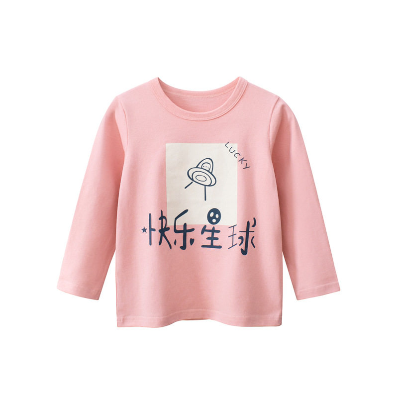 韩版卡通印花纯棉长袖T恤打底衫