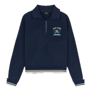 MLB官方 女款半拉链宽松卫衣撞色运动套头衫24春夏新款MTV06