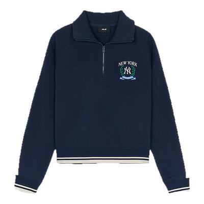 MLB官方 女款半拉链宽松卫衣撞色运动套头衫24秋冬新款MTV06