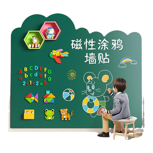 儿童家用教学黑板墙贴磁吸小黑板涂鸦绘画板无尘可擦宝宝磁性画板