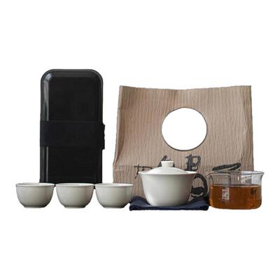 紫泉涧便携旅行装盖碗三杯套组