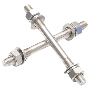 304不锈钢双头螺丝螺母套装组合两头牙螺栓丝杆螺杆M6M8M10M12M16