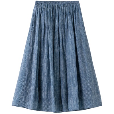 半身裙棉麻现货蓝染梭家日系复古