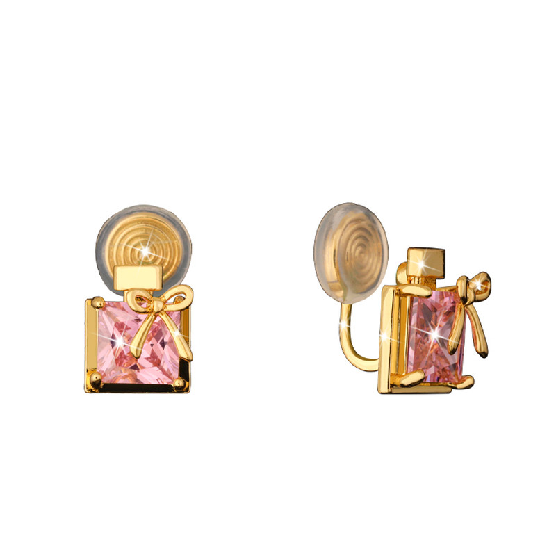 巴黎Pink Memory几何粉宝石蝴蝶结耳钉高级感轻奢女气质领针耳夹