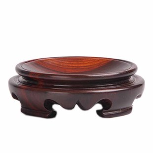 红酸枝水晶摆件底座老红木质花瓶奇石香炉文玩核桃水晶球凹面底座