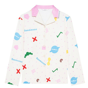 RooMance汝曼司 原创米色印花雪尼绒睡衣女冬季加厚情侣装家居服