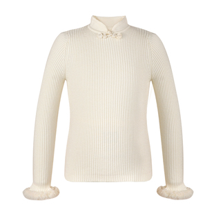 LittleNaive女童中式针织衫冬季新款小立领上衣儿童高领打底衫