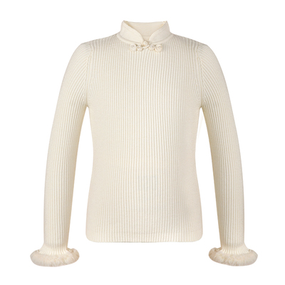 LittleNaive女童中式针织衫冬季新款小立领上衣儿童高领打底衫