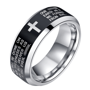 信仰之光 轻奢高级感钨金戒指高端刻字定制情侣礼物食指男戒潮流