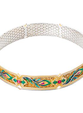 手镯时光银匠纯手工烧蓝景泰蓝女