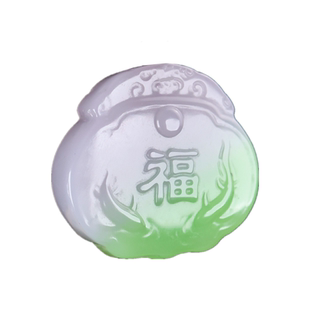 天然和田玉福字玉锁吊坠双面雕刻紫罗兰飘花金鱼莲花长命锁玉坠