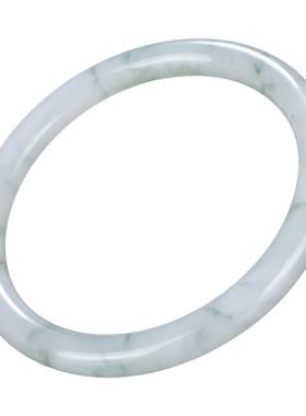 冰种翡翠飘花玉手镯细园条女正圆