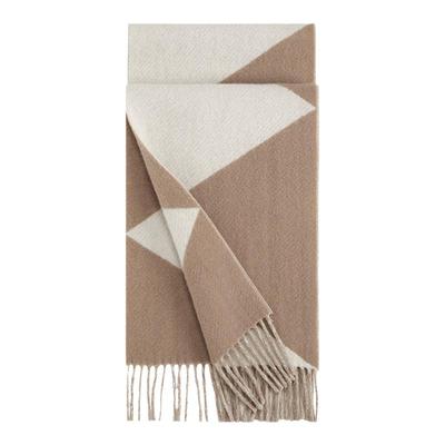 万事利秋冬新款色块绵羊毛围巾节日送长辈保暖披肩围脖-时光奇域