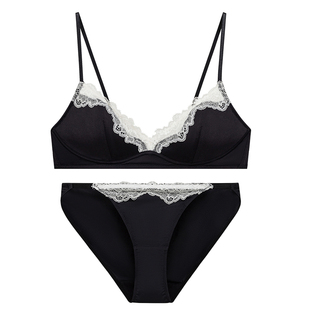 弗利少女法式内衣蕾丝无钢圈轻薄小胸性感纯欲文胸罩套装新品