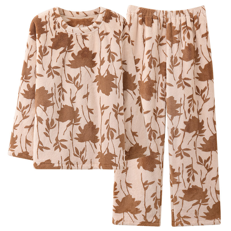 珊瑚绒睡衣女冬季保暖家居服套头