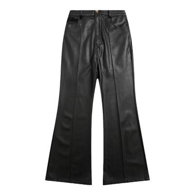 美式复古嬉皮士修身高腰喇叭皮裤