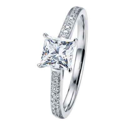 蒂芙星钻18K金培育钻石河南人工人造钻石公主方轻奢时尚百搭戒指