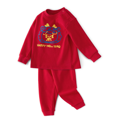 儿童红色秋衣秋裤新年服