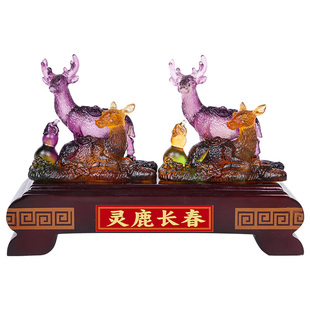 现货2026马年宋韶光属蛇吉祥物灵鹿长春吊坠客厅招财琉璃摆件