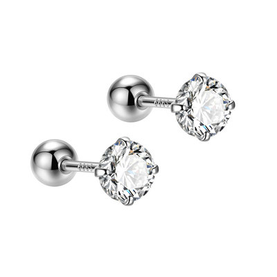 s999纯银超闪锆石耳钉男女养耳洞